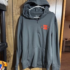 Under Armour Men's Dark Gray Zip-Up Sweater with Red Logo